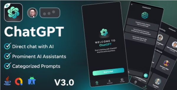 AssistantAi v3.0 – ChatGPT App – Android Java App + AdMob Ads | 智能聊天助手安卓应用