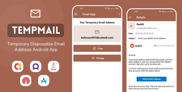 TempMail v1.0 – 临时一次性电子邮件地址应用，支持AdMob广告