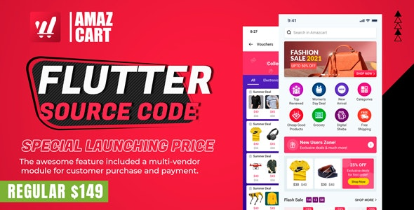 Flutter AmazCart (v3.0) 电子商务Flutter源代码适用于Android和iOS