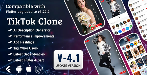 v3.6 Flutter – TikTok Triller Clone & Short Video Streaming Mobile App for Android & iOS | TikTok风格短视频应用Flutter开发模板