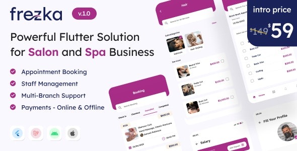Frezka v2.3.0 一站式沙龙和水疗业务解决方案 Flutter + Laravel