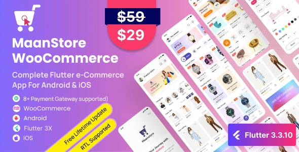 MaanStore (v5.3) Flutter eCommerce Full App ( Android & iOS ) - 完整的Flutter电子商务应用解决方案