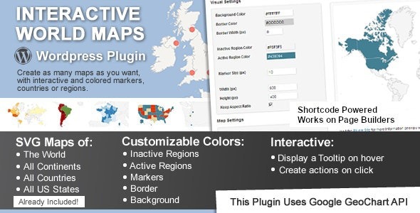 Interactive World Maps (v2.5) - 交互式世界地图WordPress插件