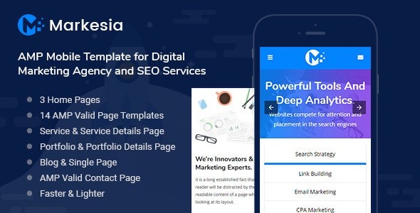Markesia v1.0 AMP移动模板 - SEO与数字营销机构专用