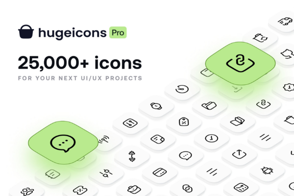 Hugeicons Pro (v2.0) 25,000+ Icons - 专业图标库插件，提供超过25,000个高质量图标