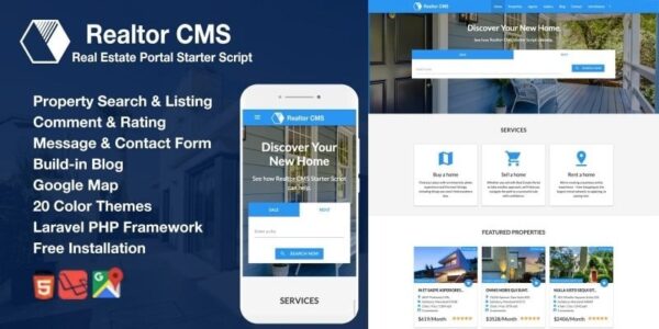 Realtor CMS Real Estate Listing Starter Script v1.0 - 房地产网站建设CMS系统