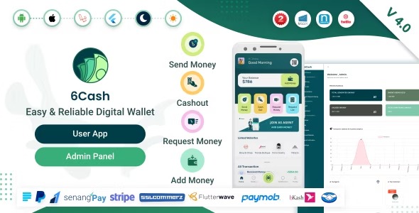 6Cash v4.3 数字钱包移动应用与Laravel后台管理面板
