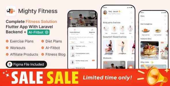 MightyFitness v3.0 完整健身解决方案 Flutter应用与Laravel后端 + ChatGPT(AIFitbot)
