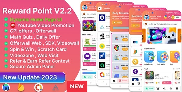 Reward Point (v2.3) CPI Offer + Offerwall + Game + Spin - 积分奖励系统与HTML游戏定制化墙