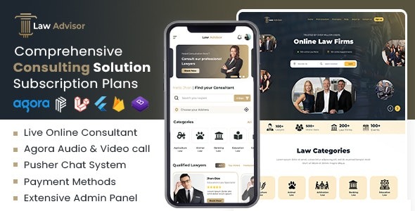 LawAdvisor v1.0.2 无缝远程咨询平台与虚拟法律服务，支持Flutter应用、网页和管理后台