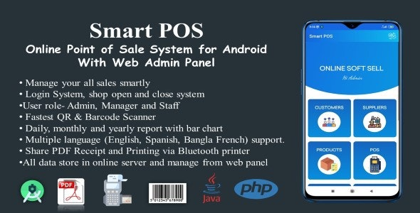 Smart POS v2.5 Android在线销售点系统与Web管理面板