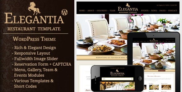 Elegantia v1.4.3 餐厅和咖啡馆 WordPress 主题 - 优雅设计与完美功能