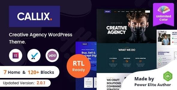 Callix v2.4 创意机构WordPress主题 + RTL支持