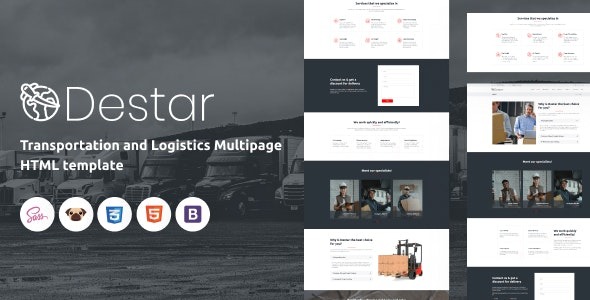 Destar v1.0 运输与物流HTML5模板 - 高效物流网站设计解决方案