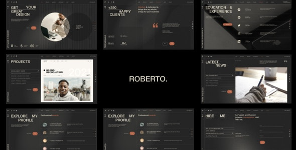 Roberto. v1.0 单页水平个人简历HTML模板 - 创意简历设计