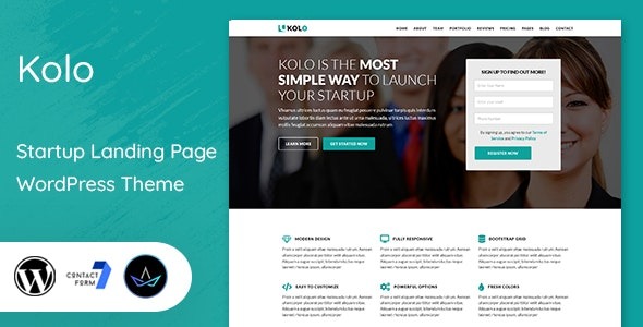 Kolo v1.9 Startup Landing Page WordPress Theme - 创业公司落地页WordPress主题