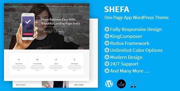 Shefa (v1.5) 单页应用WordPress主题 - 响应式设计，适合企业和创意展示