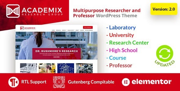 Academix v.2.0.1 多用途教育、研究员和教授WordPress主题