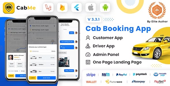 CabME v6.2 Flutter Complete Taxi Booking Solution (siddhiinfosoft) - 出租车预订系统解决方案