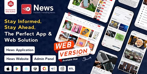 News App and Web Flutter News App for Android and IOS App | 带管理面板的新闻网站 v3.1.6