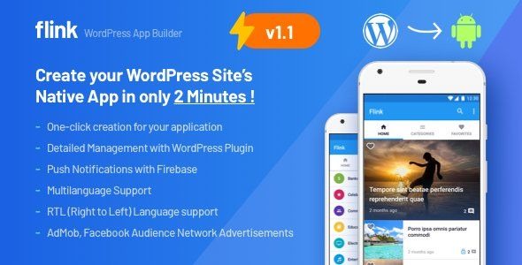 Flink v1.8 WordPress App Builder (自动将WordPress转换为原生安卓应用) + Ultimate Admin Panel