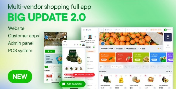 Sundaymart (v24.0) 多供应商Flutter + PHP Laravel后台管理面板