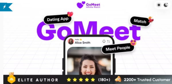 GoMeet v1.2 完整社交约会移动应用 | 在线约会 | 匹配、聊天和视频约会 | 约会应用