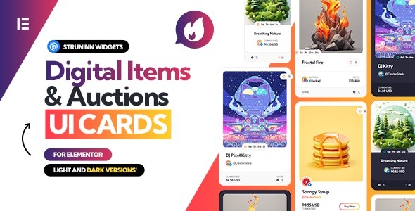 Struninn v1.0.0 Digital Items and Auctions – UI Cards for Elementor | Elementor数字商品和拍卖UI卡片主题
