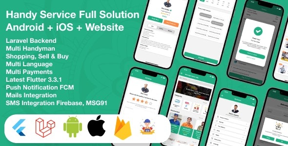 Flutter Handy service (v5.0) 按需家庭服务与购物安卓+iOS+网站全解决方案 Laravel