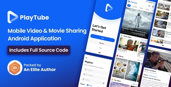 PlayTube (v3.8) 移动视频与电影分享安卓原生应用（导入/上传）