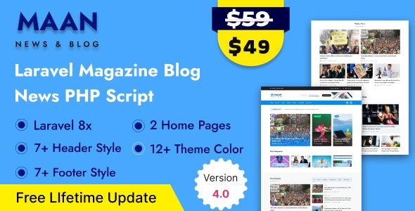 Maan (v4.0) News Laravel Magazine Blog & News PHP Script - 新闻杂志博客PHP脚本