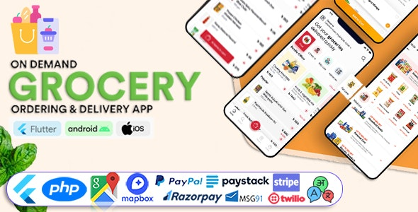 GoGrocer (v1.11.0) 杂货、蔬菜和食品配送应用 | 包含6款应用及PHP后端