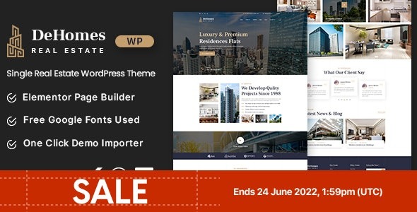 Dehomes v1.0 Single Real Estate WordPress Theme - 单页房地产WordPress主题