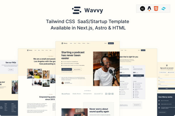 Wavvy Tamplate Tailwind/HTML Nov 30, 2023 - 现代化响应式网页模板