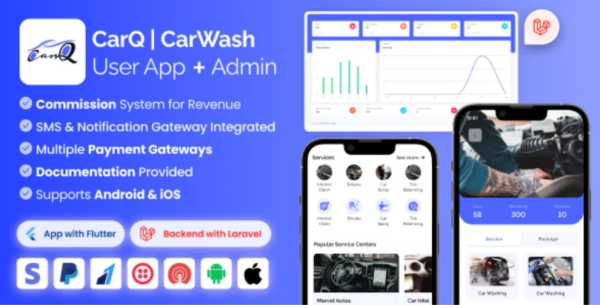 v2.0.1 CarQ 洗车市场SAAS用户Flutter应用与Laravel管理面板