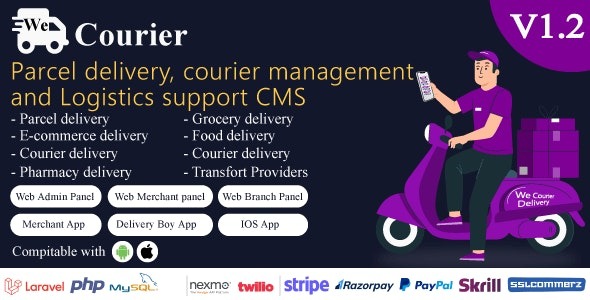 We Courier v1.4.0 快递与物流管理CMS系统，包含商家和配送应用