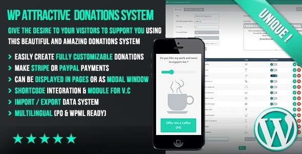 WP Attractive Donations System Easy Stripe & Paypal donations v1.25 - 吸引人的WordPress捐赠系统，轻松集成Stripe和PayPal