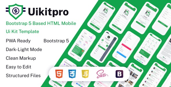 UikitPro (2023年1月9日) 多功能电子钱包与银行HTML移动模板支持RTL