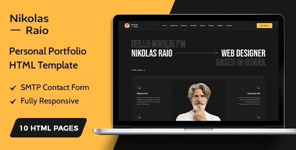 Nikolas Raio v1.0 个人作品集模板 - 专业HTML作品集展示主题