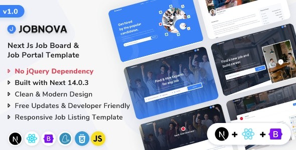 Jobnova v1.0.0 React Next.js 招聘网站、职位门户和职位列表模板