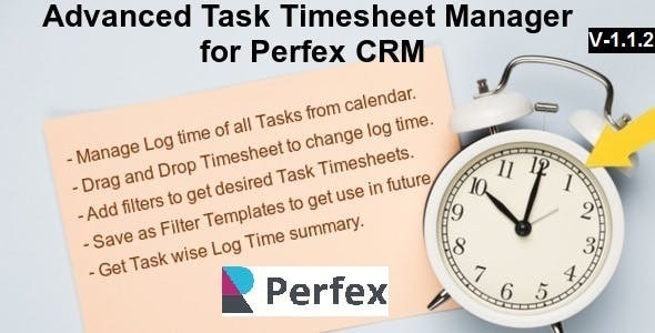 Advanced Task Timesheet Manager Module for Perfex CRM v1.1.3 - Perfex CRM高级任务时间表管理模块