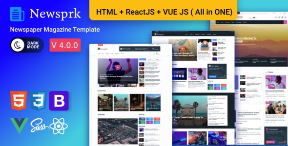 Newsprk (v5.6.0) React博客杂志主题模板
