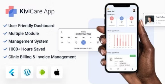 KiviCare Flutter App v9.4.0 诊所和患者管理系统 - 高效医疗管理解决方案