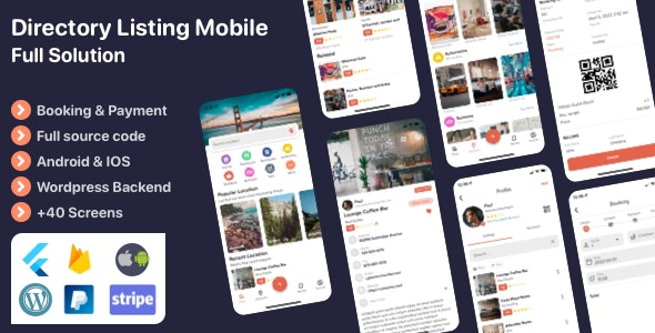 Listar FluxPro (v1.3.2) Flutter移动目录列表和预订 - WordPress后端