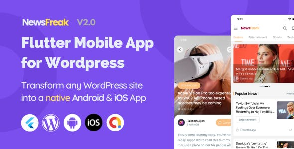 Newsfreak (v2.2) WordPress的Flutter新闻应用主题