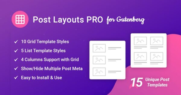 Post Layouts Pro for Gutenberg v1.0.4 - 古腾堡文章布局专业版