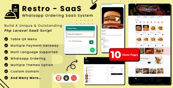 Restro SaaS v3.7 多餐厅在线WhatsApp食品订购系统SaaS - 餐饮业在线订餐解决方案