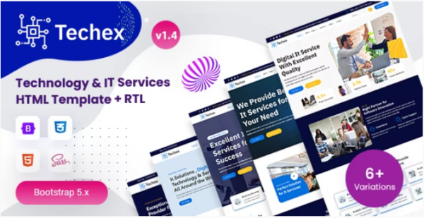 Techex v1.5 技术与IT服务HTML模板 - 响应式设计，现代科技风格