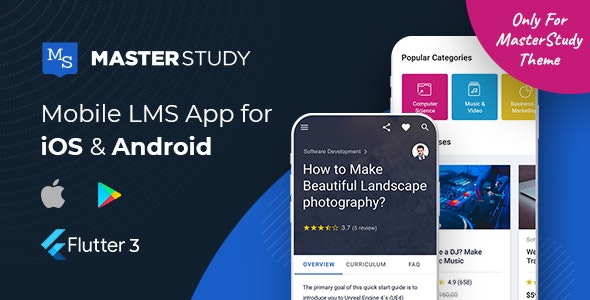 MasterStudy LMS Mobile App (v2.2.9.2) Flutter iOS & Android - 在线学习平台移动应用
