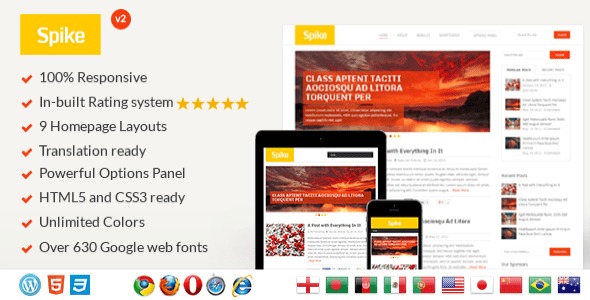 MyThemeShop Spike (v2.2.0) 明亮多彩的WordPress博客主题